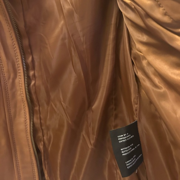 Michael Kors Moto Brown Leather Jacket - M - Picture 6 of 8
